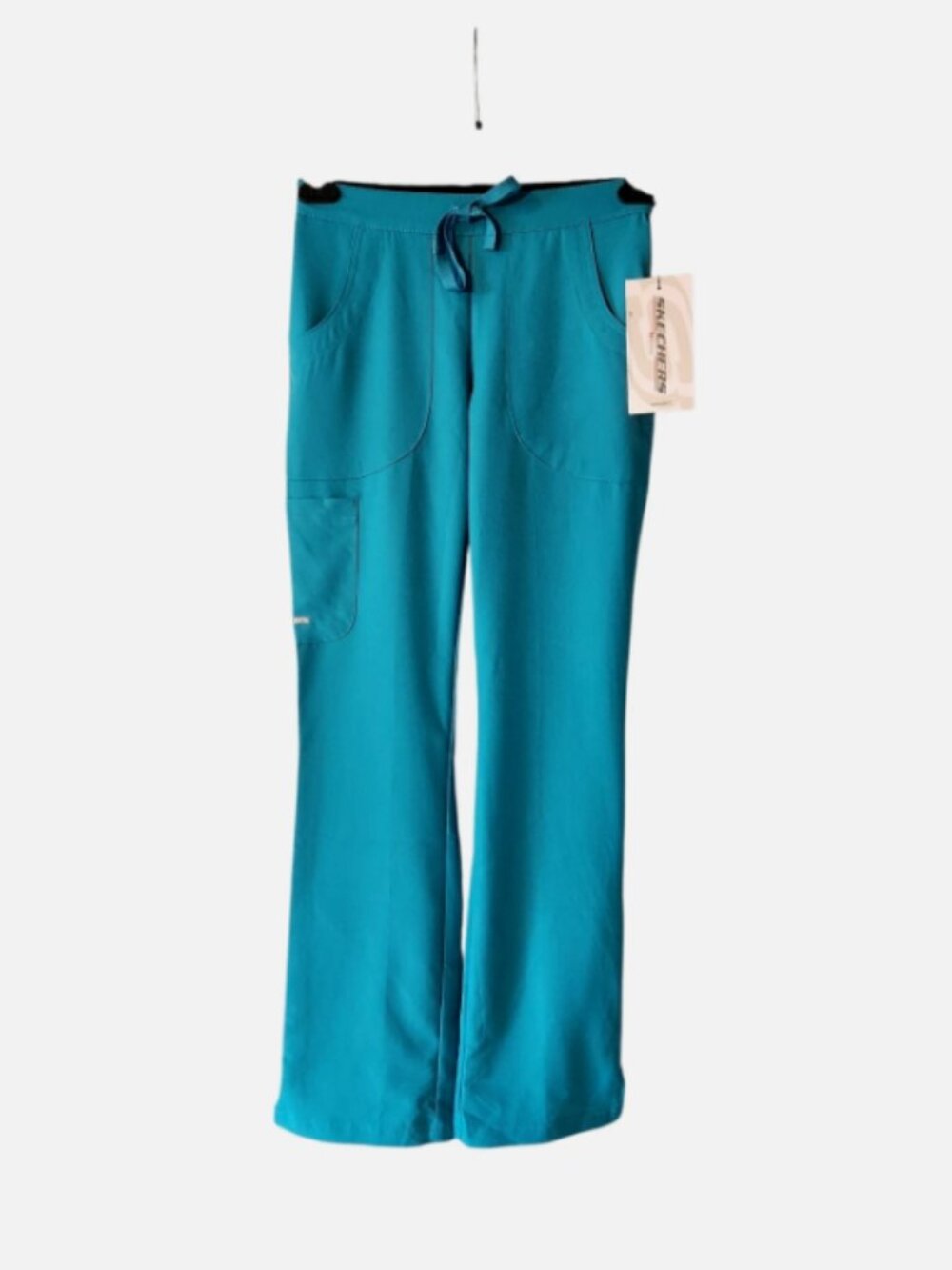 Skechers by Barco Scrubs Pants Womens XXS 3PKT Reliance Cargo Drawstring Teal